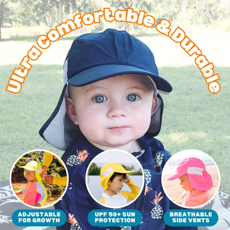 SwimZip Sun Hat with Neck Flap | UPF 50+ Protection for Baby, Toddler, and Kids Navy - Image 5